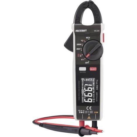 Voltcraft – Pince ampèremétrique 200A – Mesure AC/DC jusqu'à 600V – Affichage 2000 points – Boîtier ergonomique pour usage professionnel - VC-331