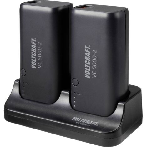 Voltcraft – Powerbank 5000 mAh Li-Ion – 2 ports USB-C et USB – Affichage LED de statut – Station de charge incluse – Compatible iPhone 15