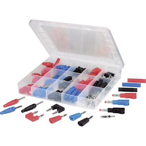 VOLTCRAFT SUBP84-03 Laborstecker  Stift-Ø: 4 mm Schwarz, Rot, Blau, Silber 84 St.
