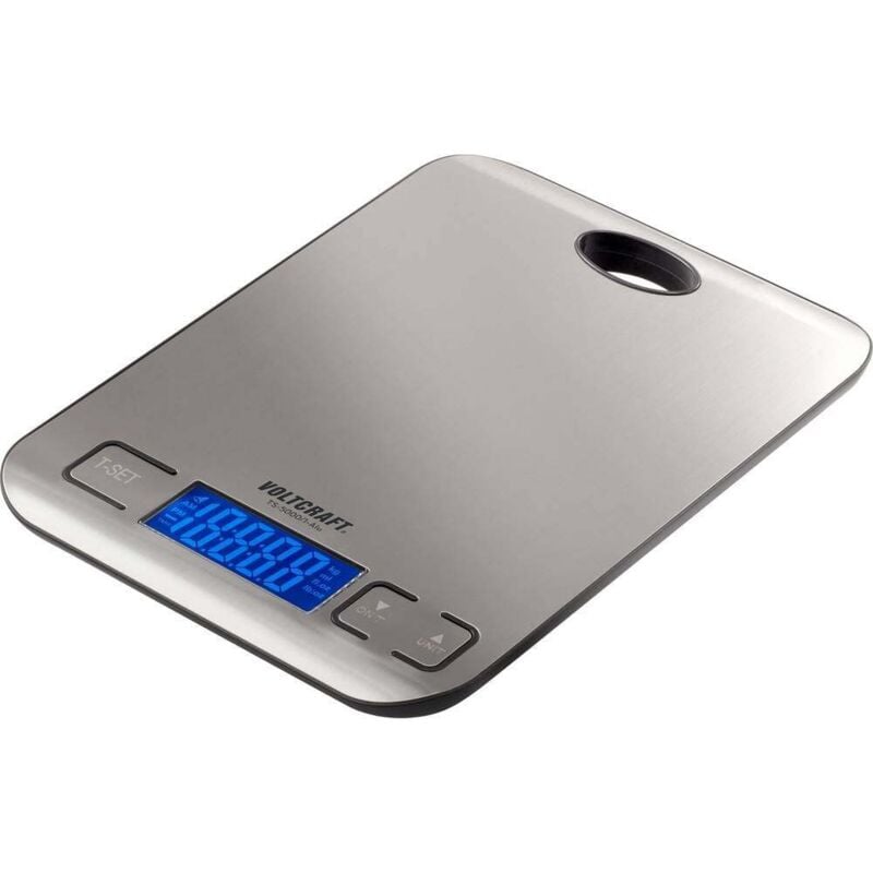 Pèse-lettre Voltcraft TS-5000/1-Alu Plage de pesée (max.) 5 kg Lisibilité 1 g à pile(s) acier inoxydable