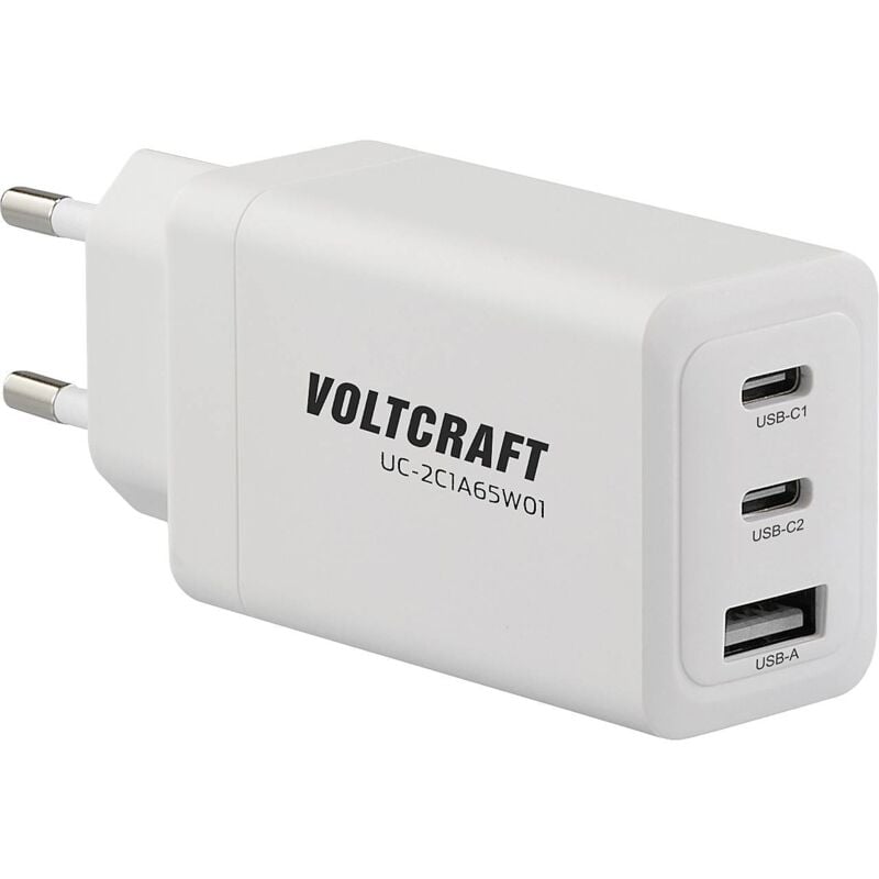 Voltcraft - UC-2C1A65W01 Chargeur usb 65 w 1x usb-a, 2x usb-c® Fast Charge, Power Delivery 3.0 intérieure GaN S308112