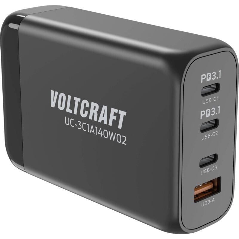 Voltcraft - UC-3C1A140W02 Chargeur usb 140 w 3x usb-c®, 1x usb-a usb pd 3.1 intérieure GaN, usb Power Delivery (usb-pd), chargeur rapide Y526753