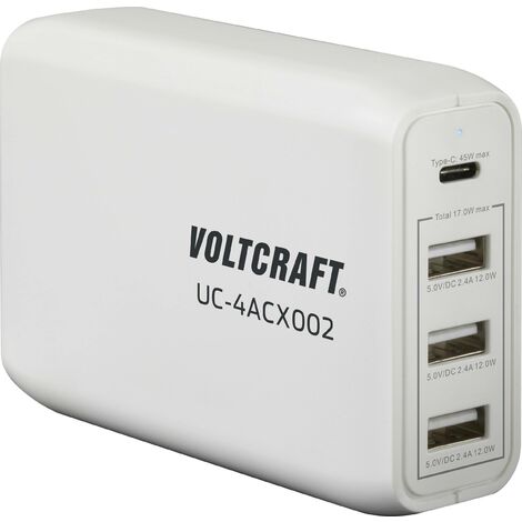 VOLTCRAFT UC-4ACX002 Chargeur USB 62 W 1x USB-C®, 3x USB-A Power Delivery blanc intérieure Y160102