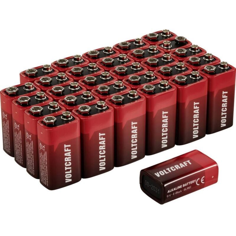 VC-16107990 Pile 6LR61 (9V) alcaline(s) 550 mAh 9 v 30 pc(s) - Voltcraft