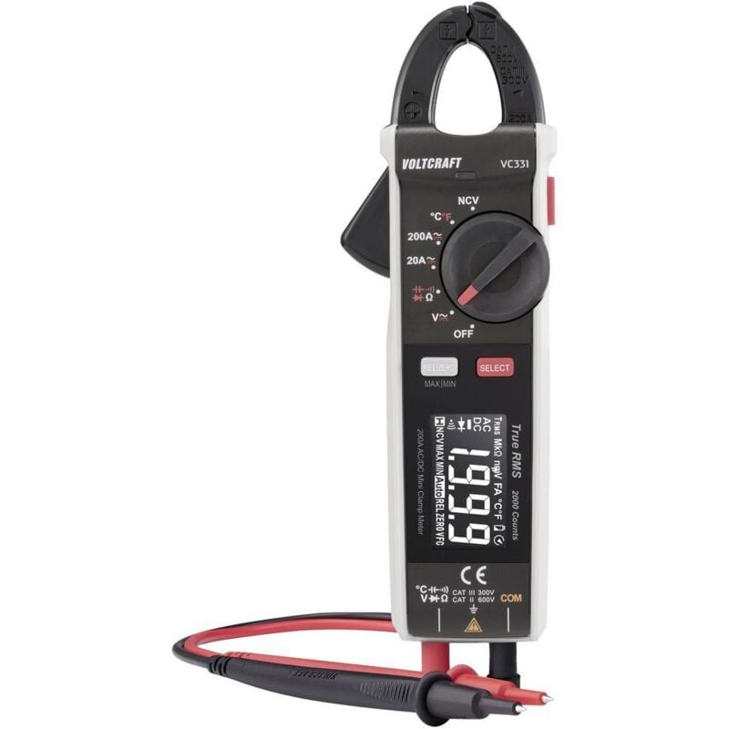 Voltcraft - VC-331 Pince ampèremétrique cat ii 600 v, cat iii 300 v Affichage (nombre de points): 2000