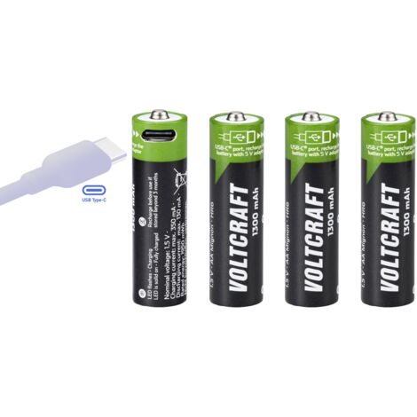 VOLTCRAFT VC-AA1300USB Batterie USB-C® Li-Ion 1300 mAh 1.5 V 4 pc(s) C065732