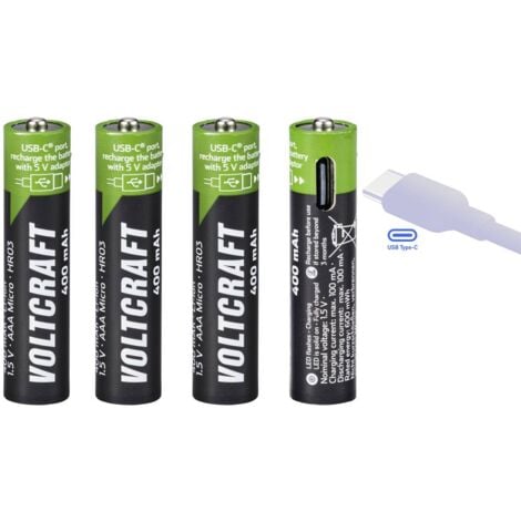 VOLTCRAFT VC-AAA400USB Batterie USB-C® Li-Ion 400 mAh 1.5 V 4 pc(s)