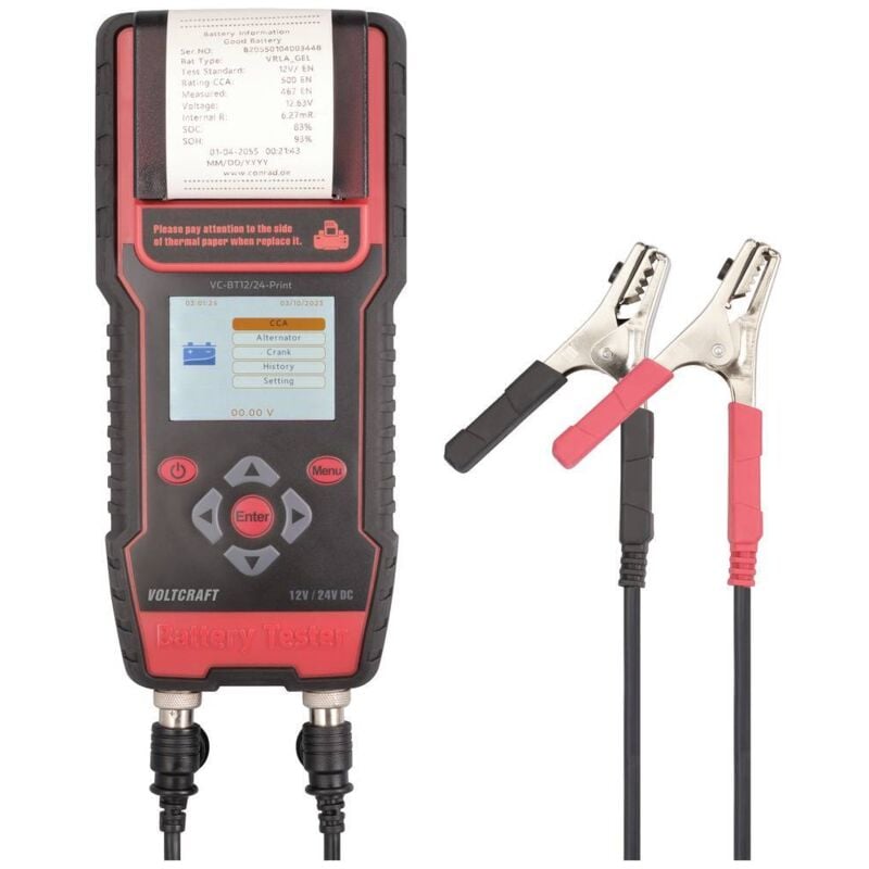 Voltcraft - VC-BT12/24-Print Testeur de batterie de voiture 12 v, 24 v test de batterie 243 mm x 110 mm x 59 mm