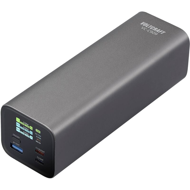 VC-C909 Powerbank (batterie supplémentaire) 27000 mAh Power Delivery 3.1 Li-Ion noir-argent Affichage du stat - Voltcraft