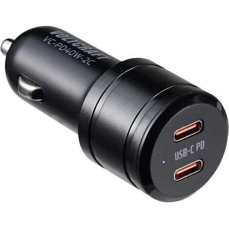 VOLTCRAFT VC-PD40W-2C Chargeur USB 40 W 2x USB-C® Power Delivery noir pour voiture USB Power Delivery (USB-PD) X685612