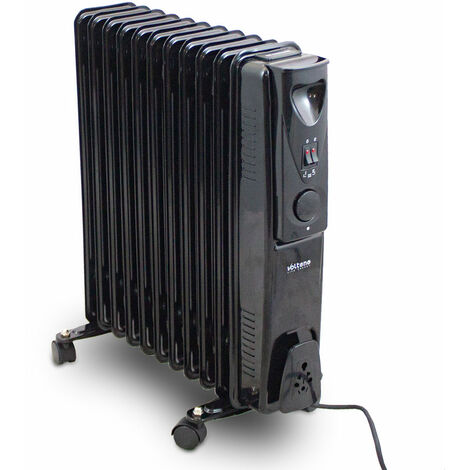 Volteno 2500W elektrischer Ölradiator Heizkörper 3 Heizstufen 11 Rippen (Schwarz)