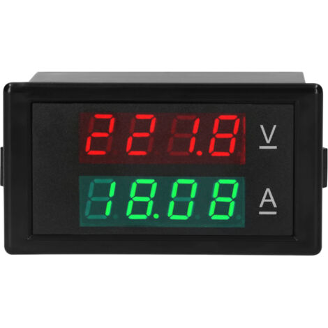 Voltímetro-amperímetro digital, comprobador de voltaje y corriente, multímetro digital con pantalla dual roja y verde, detector de amperaje.