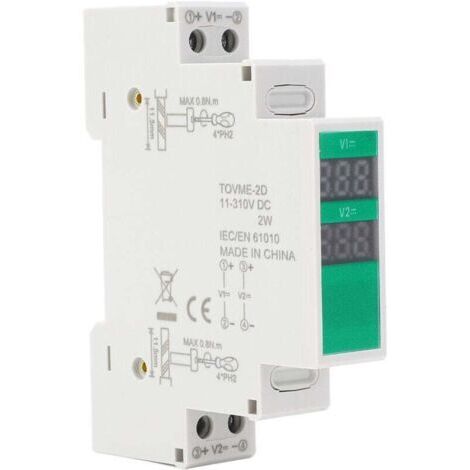 Voltímetro para riel DIN, CC de 11 V a 310 V, rango de voltaje, pantalla digital LCD, medidor de montaje DIN.