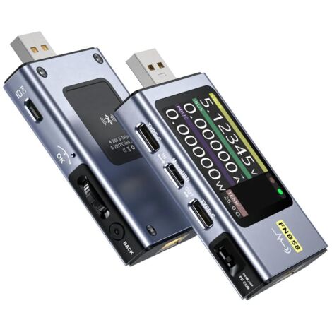 Voltímetro y amperímetro digital FNB58 con USB tipo C, detección de carga rápida, medición de capacitancia, medición de rizado y Bluetooth, monitorización de voltaje de 4 a 28 V.