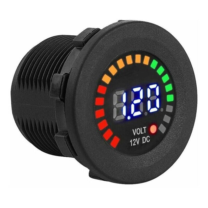Voltmeter, 12V Motorcycle Car led Digital Display Voltmeter Voltage Waterproof Voltmeter Gauge Digital Display Black Car Battery Voltage Gauge