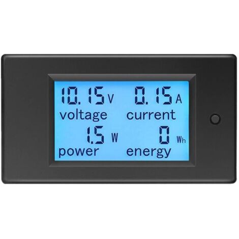 Voltmeter und Amperemeter für Gleichstrom 6,5–100 V, 20 A Spannungsmesser, Wattmeter, Tester für Spannung, Strom, Leistung und Energie digitales LCD-Energiemessgerät