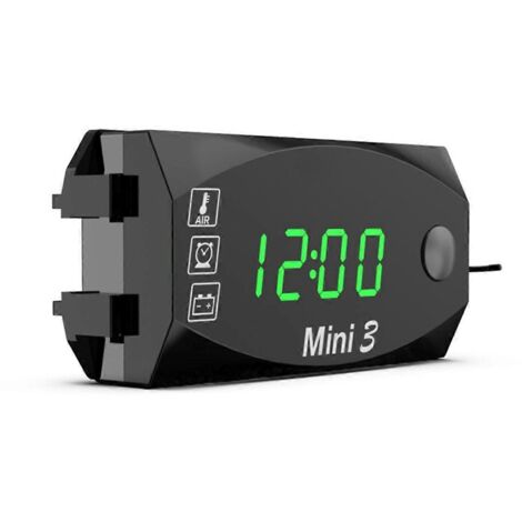 Voltmètre à écran LCD étanche IP67, horloge numérique avec voyant vert
