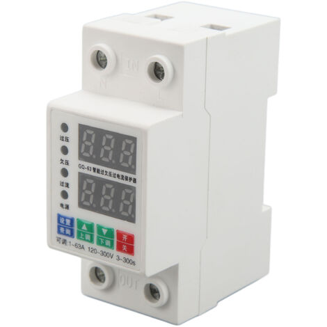 Voltmètre à Rail DIN biphasé, protection contre les surtensions et les surintensités réglables automatiquement, disjoncteur 120-300V 1A-63A