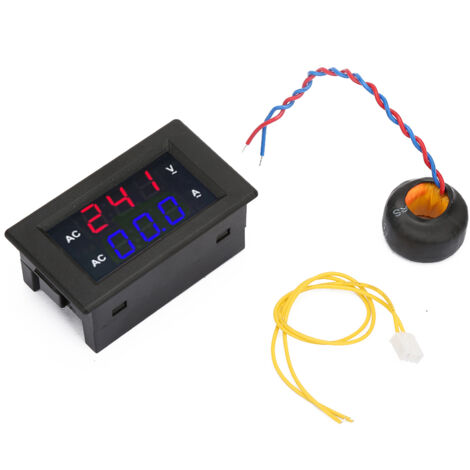 Voltmètre AC 100-300V avec Affichage Numérique LED et Ampèremètre 0-10A (Rouge/Bleu)