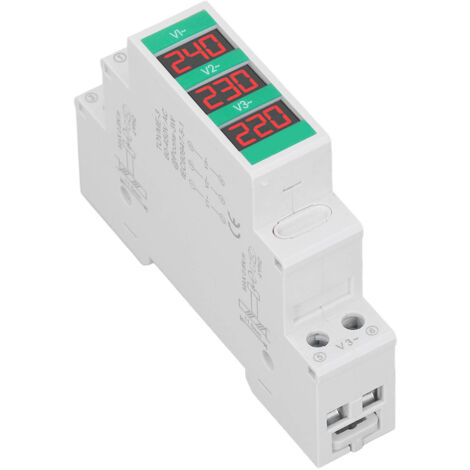 Voltmètre AC Triphasé 60-450V avec Écran LCD pour Rail DIN - Mesure de Tension