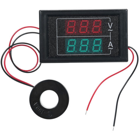 Voltmètre-ampèremètre AC 60-500 V / 100 A, multimètre numérique 2 en 1 avec transformateur et double affichage LED. Accessoire universel pour voiture, atelier et installations électriques.