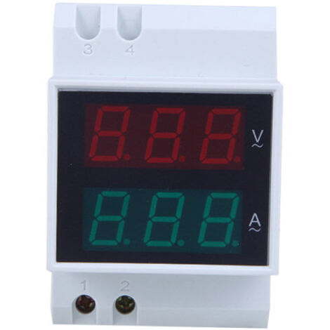 Voltmètre-ampèremètre numérique à LED sur rail DIN, 80-300 V CA, 0,2-99,9 A, double affichage