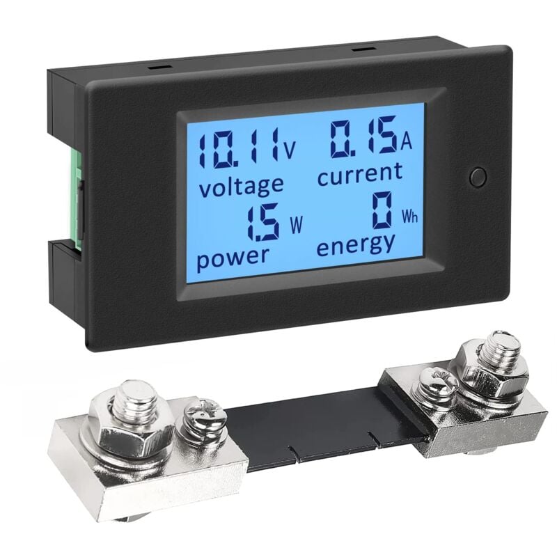 Paryou - Voltmetre Amperemetre Panneau Numerique Shunt 100A dc 6.5-100V, Testeur de Tension Courant Puissance Electrique Compteur d'énergie Volt Amp