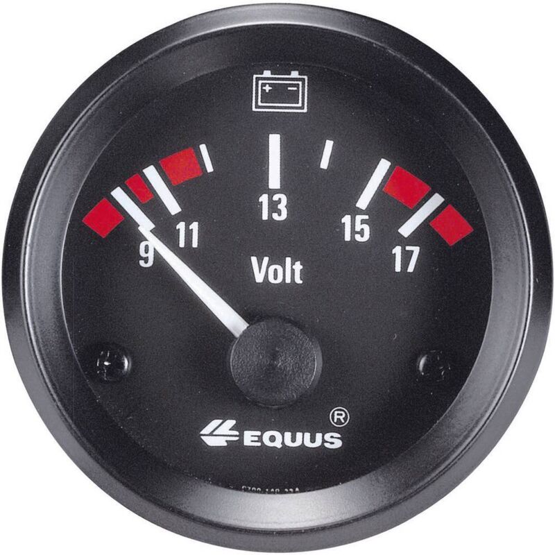 Equus 842060 Kfz Einbauinstrument Voltmeter Messbereich 9 - 17V Standart Gelb, Rot, Grün 52mm