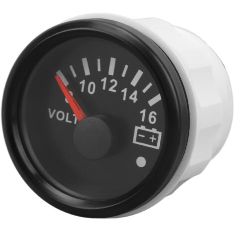 Voltmètre de Bateau 52MM DC9 32V, Jauge de Tension avec Rétro-éclairage coloré pour Camping-cars, Yachts, Bateaux de Pêche et Navires (Plaque noire couvercle noir).