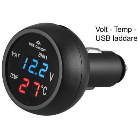 Voltmètre et thermomètre + chargeur USB CC 5 V/4-30 V pour voiture, bateau, camping-car et caravane - AquaForge