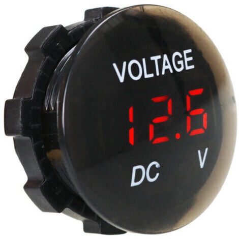 Voltmètre imperméable, Mini testeur de tension à affichage numérique DC 12V-24V Testeur à LED pour Voiture Moto Auto Truck Campervan (Rouge)