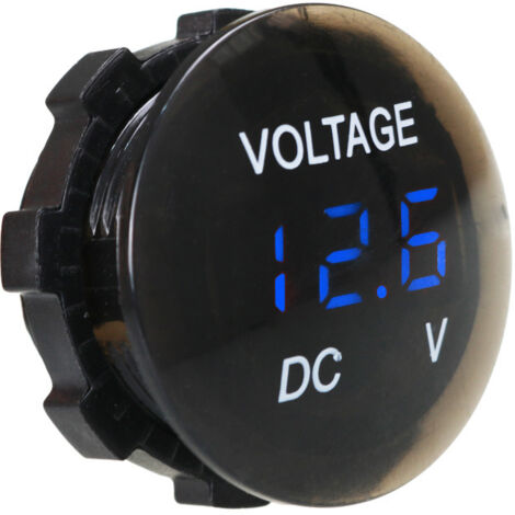 Voltmètre imperméable,Mini testeur de tension à affichage numérique DC 12V-24V Testeur à LED pour Voiture Moto Auto Truck Campervan (Bleu)