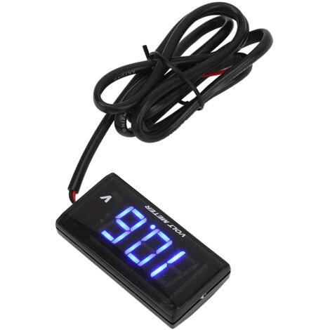 Voltmètre LCD Universal Ultra Thin pour Moto Waterproof avec Support Gauche DC12V Bleu