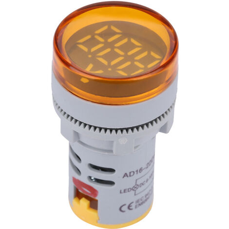 Voltmètre LED Signal lumineux Affichage numérique Indicateur de tension DC Testeur de lampe ronde (jaune)
