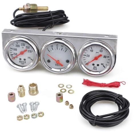 Voltmètre mécanique, manomètre pression d'huile et thermomètre d'eau - Jauge triple pour tableau de bord.