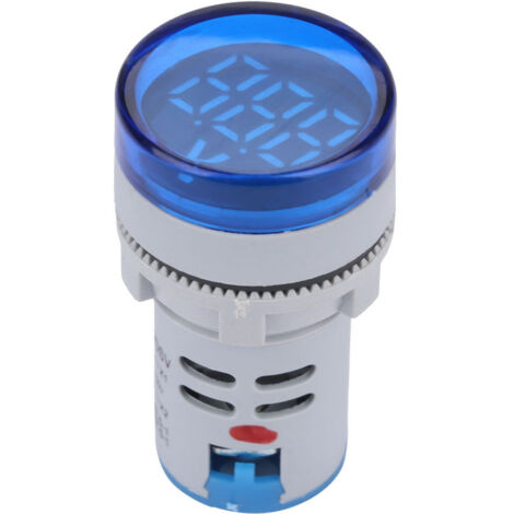 Voltmetro a LED con spia luminosa digitale, indicatore di tensione CC, tester con lampada rotonda (blu)
