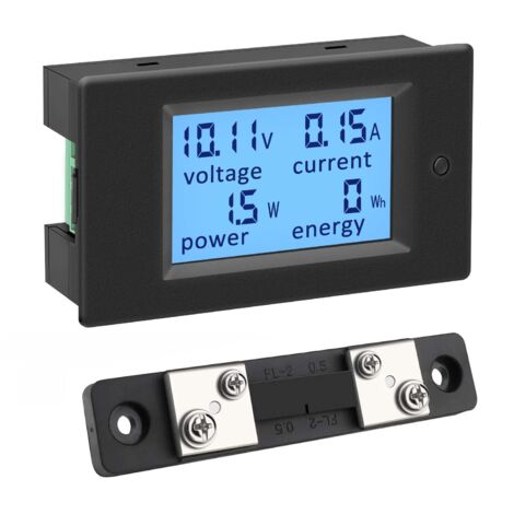 Voltmetro, amperometro, wattmetro 4 in 1 DC 6,5-100 V con shunt 50 A/75 mV, tester di tensione, misuratore di corrente e potenza, misuratore di energia digitale, voltmetro, amperometro, wattmetro LCD