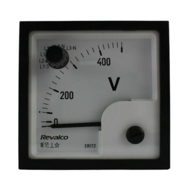 Image of Voltmetro analogico 90gradi fe.72 500vac + commutatore di fase re.val.co