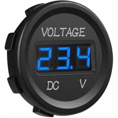 Voltmetro digitale a LED impermeabile da 12-24 V CC per barca, moto, camion, nautica (blu)