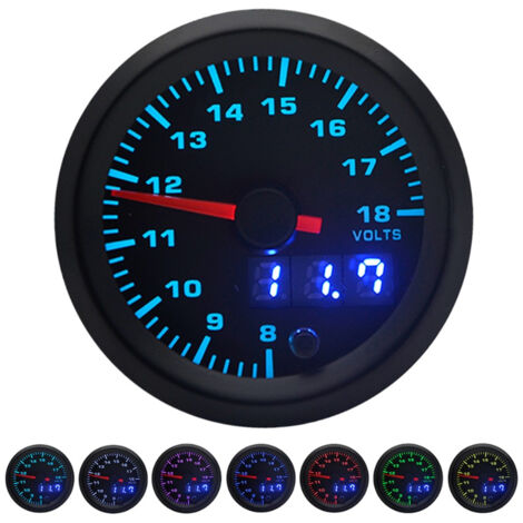 Voltmetro digitale a punta 52mm/2in 7 colori LED universale per auto da corsa 12V
