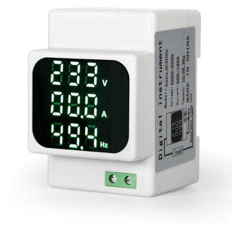 Voltmetro digitale amperometro, display digitale AC voltmetro amperometro frequenzimetro AC50-500V Din Rail Home Multifunzione Meter