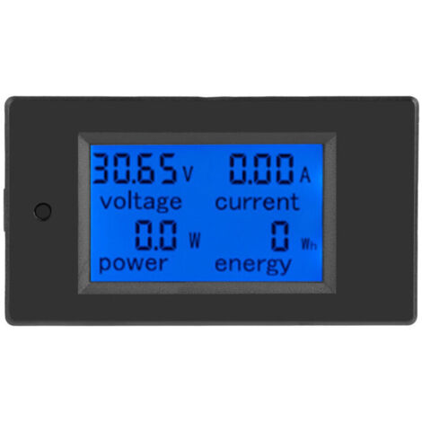 Voltmetro e amperometro digitale DC 6,5-100V 20A – Ampio display LCD retroilluminato – Tester di tensione, corrente e potenza – Allarme di tensione