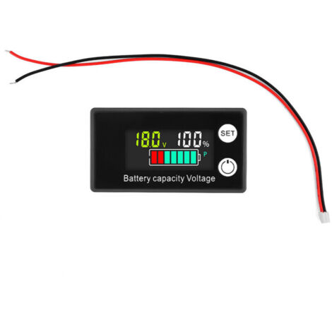 Voltmetro multifunzione con display LCD da 8-100 V CC, sensore di temperatura e allarme per auto, barche e camper, con indicatore di capacità della batteria.