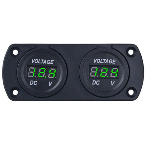 Voltmetro per auto LED Doppio display digitale Indicatore di tensione 6-35V per 12/24V Car Truck SUV Marine Boat (verde)