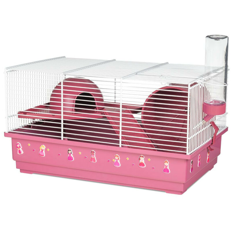 

VOLTREGA Kit Decora Tu Jaula - Jaula 114 Hásmter + Stickers Fucsia Sticker Prince 39 x25.5 x22 cm - Fucsia Sticker Prince