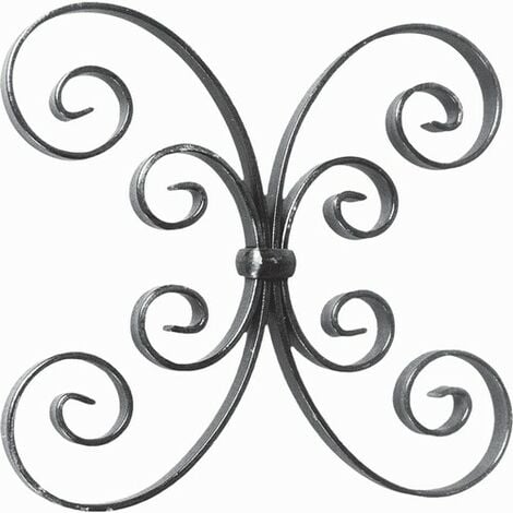 Volute en C finition coupe droite, papillon - Hauteur 250mm Largeur 250mm en plat de 16x4mm - Fer forgé - À souder - DECO FER FORGE
