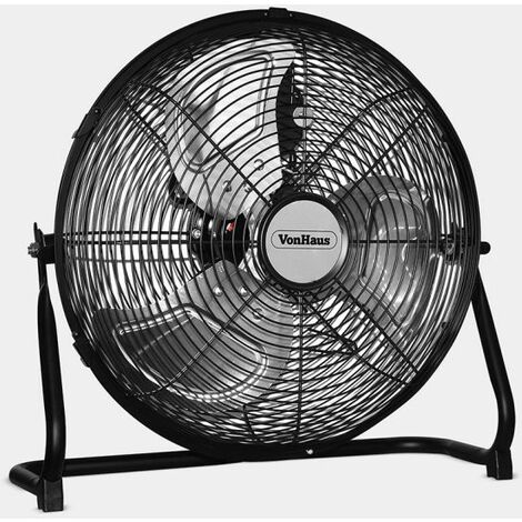 VonHaus 18” Floor Fan - Matte Black Metal Gym Fan - 18-inch Electric Portable Cooling Fan for Home/Gym/Office Use - 3 Speed Settings with Tilting Feature - High Velocity Cold Air Circulator