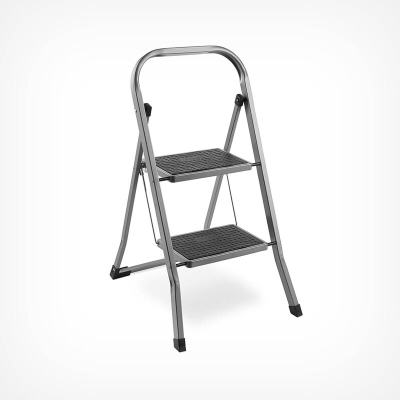 Vonhaus - 2 Step Steel Ladder – Anti Slip Feet – Easy to Store Foldable Design – Ideal for Home/Kitchen/Garage 150KG Max Capacity