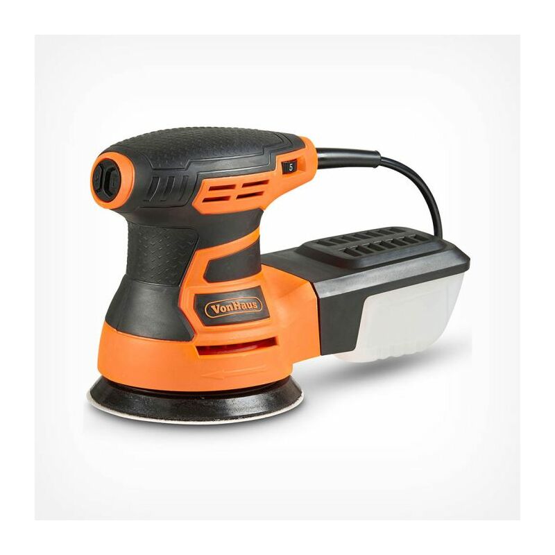 Vonhaus - 350W Random Orbit Sander, Variable Speed 13000RPM - 125mm 5" - with Dust Collection System, 5 Sanding Pads Included, Soft Grip Handle,