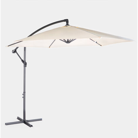 VonHaus 3M Banana Parasol - UV30+ with Crank Mechanism for Flexible Sun Shade - Garden Cantilever Hanging Umbrella for Outdoor, Garden and Patio - Ivory
